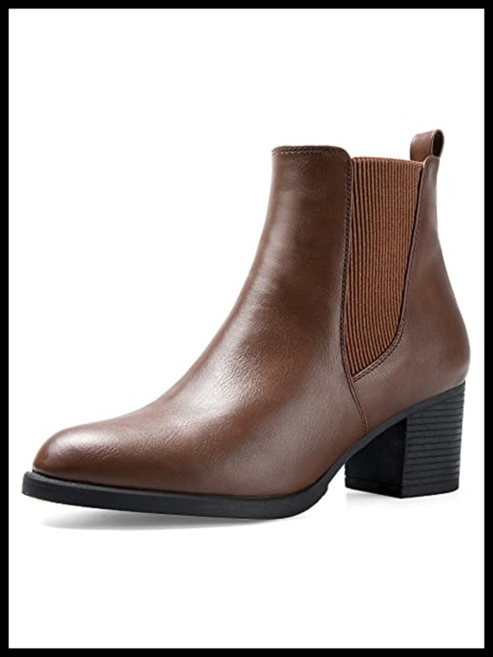 Women's Chelsea Ankle Boots Chunky Block Heel Slip On PU Fall Booties